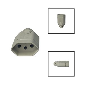 Tomada Plug Fêmea 3 Pinos 20A 250V Cinza
