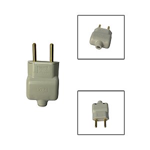 Tomada Plug Macho Prensa 2 Pinos 10A 250V Cinza