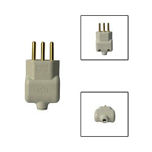 Tomada Plug Macho Prensa 3 Pinos 10A 250V Cinza