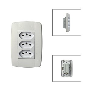 Tomada Tripla Monobloco 3 Pinos 10A 250V