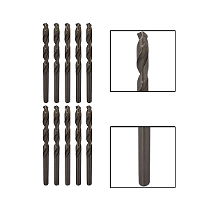 Kit 10 Brocas Paralelas Aço Rápido HSS 15/64"