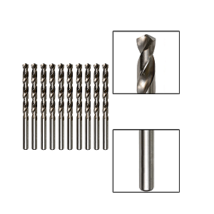 Kit 10 Brocas Paralelas Aço Rápido HSS 5/32"