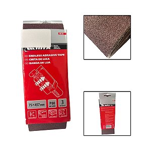 Cinta De Lixa 75 X 457mm 80 Graos 3 Pçs