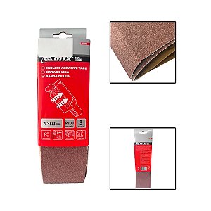 Cinta De Lixa 75 X 533mm 100 Graos 3 Pçs