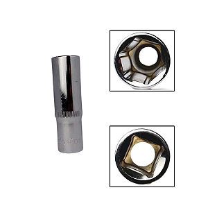 Soquete Encaixe Sextavado 1/2" Longo 17mm Cromo Vanadio