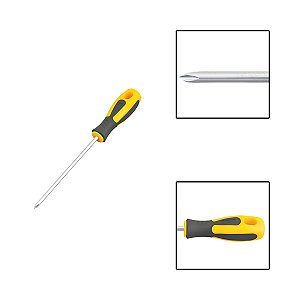 Chave Phillips 1/4" x 5" Ponta Magnética Cabo Emborrachado