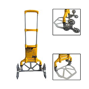 Carrinho de Mão Dobrável 75kg 3 Rodas Multifuncional Amarelo