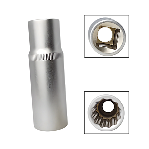 Soquete Estriado Longo 1/2" 18mm Aço Cromo Vanádio