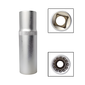 Soquete Estriado Longo 1/2" 17mm Aço Cromo Vanádio