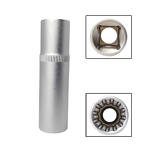 Soquete Estriado Longo 1/2" 16mm Aço Cromo Vanádio