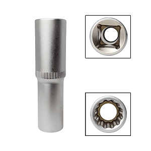 Soquete Estriado Longo 1/2" 13mm Aço Cromo Vanádio