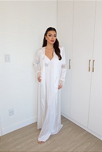 New - Robe de noiva longo com manga com detalhes em renda