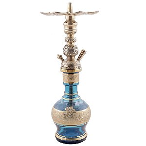 Narguile Turco El Nefes Colonial C/ Vaso Bohemian Ligth Blue