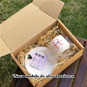 Kit Xicara Personalizada c/ Pires de Cerâmica na Caixinha.