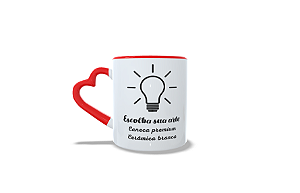 Caneca colorida com alça de coração c/ arte do catálogo