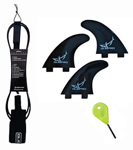 Jogo De Quilhas Gf1+ Leash Prancha De Surf + Chavinha - Kit Surf 11