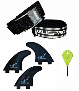 Fita Cinta Rack + Jogo De Quilhas Tri GF1 + Chavinha Quilha - Kit Surf 13