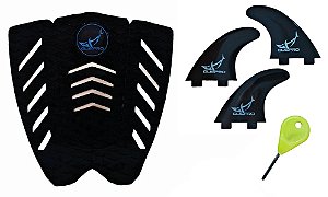 Deck Prancha Surf + Jogo Quilhas GF1 M5 + Chavinha - Kit Surf 17
