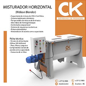 MISTURADOR HORIZONTAL AÇO CARBONO 1000L