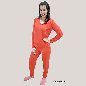 PIJAMA VISCOLYCRA MANGA LONGA GOLA V COM RENDA