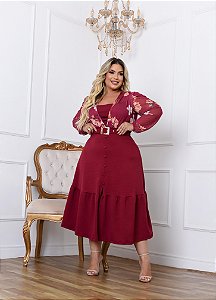 Vestido max midi marsala