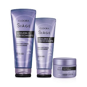 Combo Acelera O Crescimento: Shampoo 250ml + Condicionador 200ml + Creme Concentrado 80g