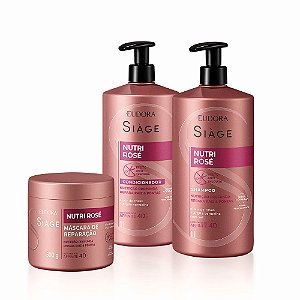 Combo Nutri Rosé: Shampoo 1L + Condicionador 1L + Máscara Capilar 500g + 2 Válvulas Pump
