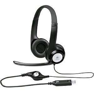 Fone de Ouvido Headset C/Microfone Logitech H390 USB Preto