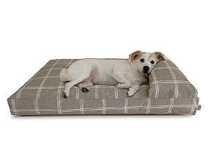 Cama Divã para Cachorro Xadrez Bege