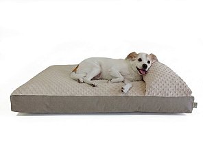 Cama Divã Cachorro Pelúcia Bubble e Acquablock® Bege Fendi