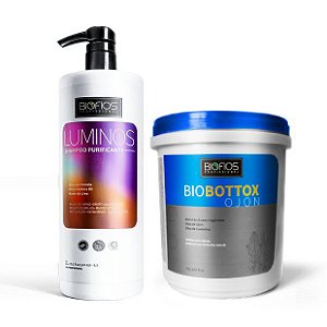 Kit Botox Salão - Shampoo Antiresíduos Purificante Luminos 1l + Botox Capilar BioBottox Ojon 1kg