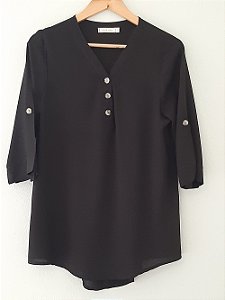 Camisa Feminina Preta Manga Longa