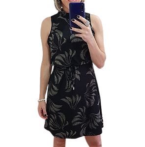 Vestido Feminino Floral Preto Amarração
