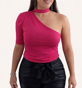 Blusa Um Ombro Só - Rosa | Preta