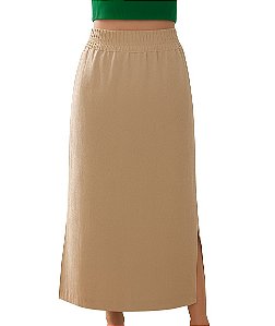 Saia Longa Fendas Laterais - Cinza / Bege