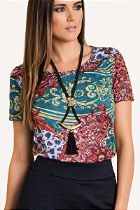 Blusa Mullet Paisley - Manga Curta