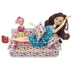 Sofá Bonecas Barbie Flores Algodão Acessórios De Brinquedo