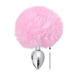 Plug De Metal Com PomPom Rosa - P