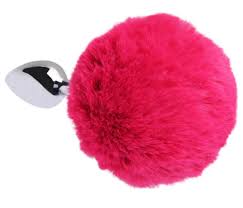 Plug Anal em Aço Pompom de Coelho - Tamanho M - 8 x 3,4 cm - Pink