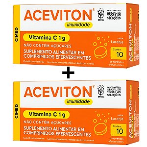 Kit 2 Aceviton Suplemento Alimentar 1g Imunidade Vitamina C,  10 Comprimidos  Efervescentes Cimed