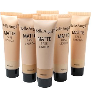 BASE LÍQUIDA MATTE BELLE ANGEL 30ml 5 TONS DE PELE