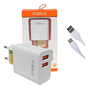 KIT CARREGADOR CA32-3 TURBO 25W 5.1A TIPO C + CABO A'GOLD