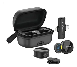 MICROFONE LAPELA A’GOLD MCF-38 SEM FIO MAGNÉTICO 2 EM 1
