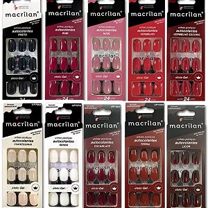KIT 3 UNHAS POSTIÇAS AMENDOADO COLANTES MACRILAN