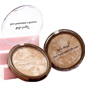 DUO ILUMINADOR E BRONZER MARMORIZADO GLOW NATURAL BELLEANGEL