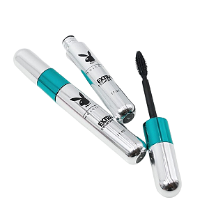 MÁSCARA DE CÍLIOS RÍMEL PRETO 2 EM 1 ALONGA + VOLUME PLAYBOY