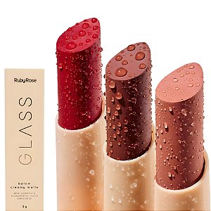 BATOM GLASS CREAMY MATTE RUBY ROSE VITAMINA E + KARITÉ