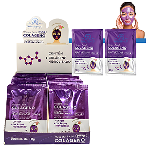 BOX SACHÊ COLÁGENO MÁSCARA FACIAL PEEL OFF PHALLEBEAUTY - 50 UNID.