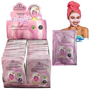 BOX SACHÊ ARGILA ROSA MÁSCARA FACIAL PEEL OFF PHALLEBEAUTY - 50 UNID.