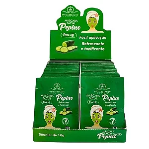 BOX SACHÊ PEPINO MÁSCARA FACIAL PEEL OFF PHALLEBEAUTY - 50 UNID.